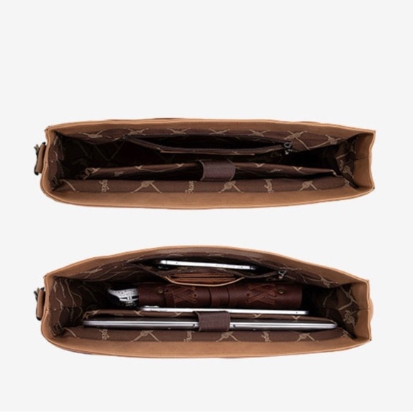 Wrangler Genuine Leather & Handtooled Briefcase Messenger Bag NWT - Picture 4 of 13